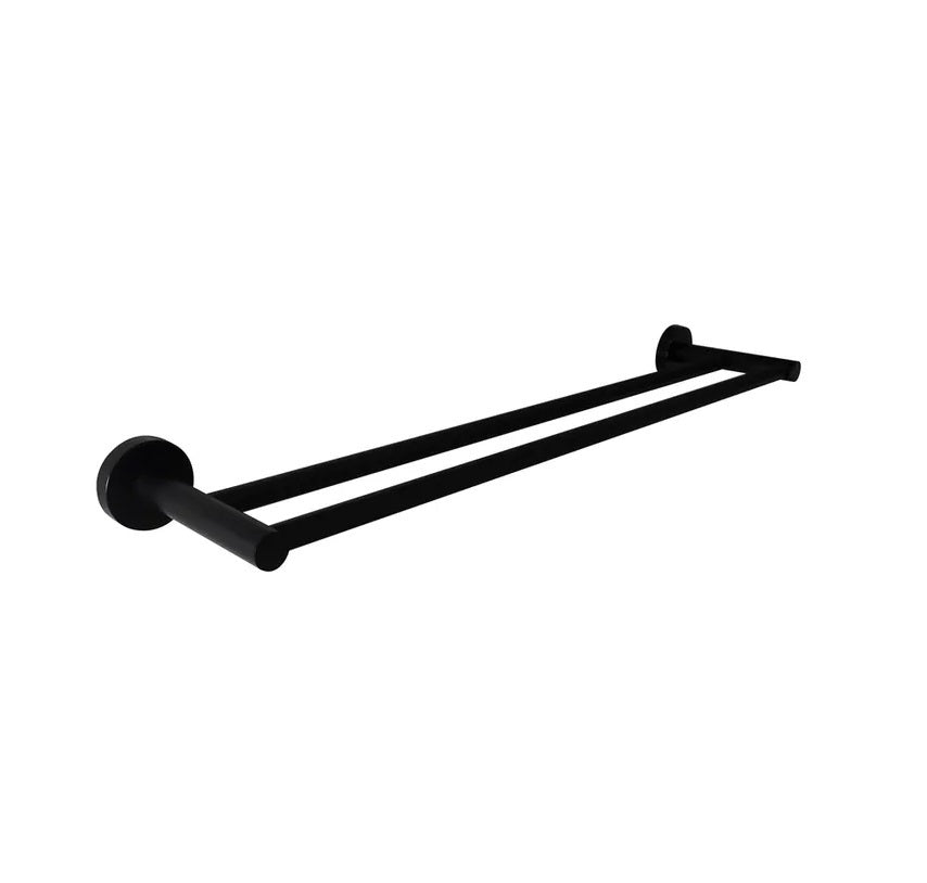 INSPIRE RONDO DOUBLE NON-HEATED TOWEL RAIL 600MM AND 750MM MATTE BLACK