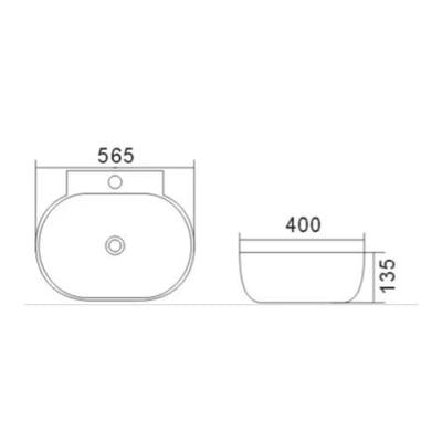 INSPIRE OVAL 1TAP HOLE BASIN GLOSS WHITE 565MM