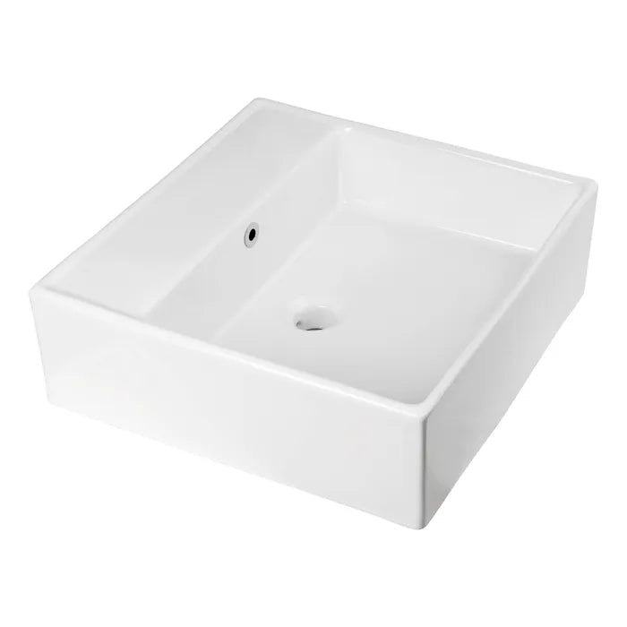 INSPIRE SQUARE NO TAP HOLE WALL HUNG BASIN WHITE 465MM