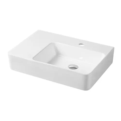 INSPIRE SQUARE RIGHT HAND BOWL WALL HUNG BASIN GLOSS WHITE 605MM