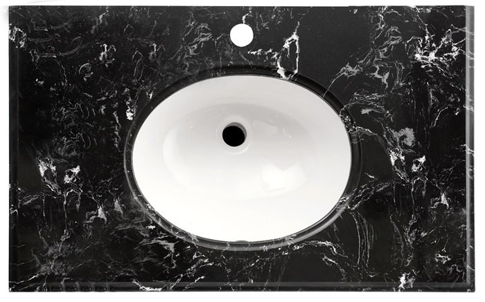 INSPIRE BLACK MARBLE UNDERMOUNT SINGLE VANITY LUXURY STONE TOP (AVAILABLE IN 600MM, 750MM, 900MM AND 1200MM)